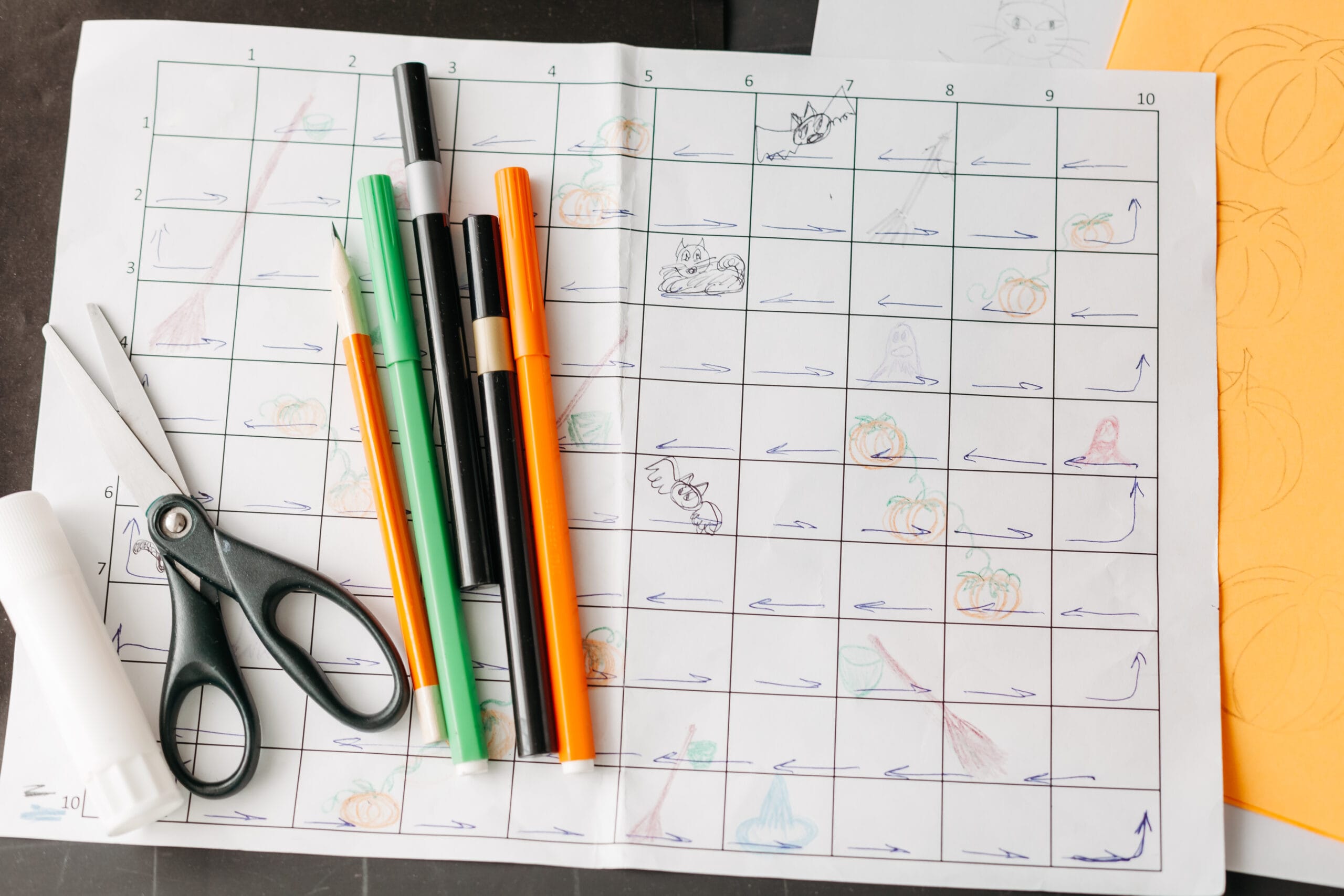 Creating Halloween themed board game. DIY craft ideas for children Creating Halloween themed board game. DIY craft ideas for children